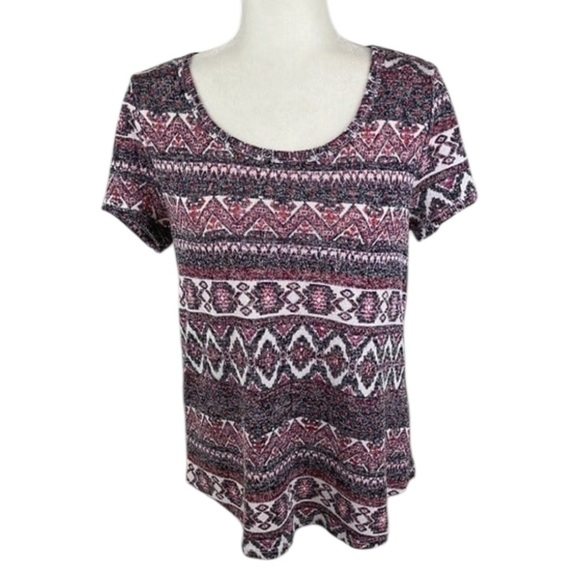 Absolutely Famous Aztec Print Short Sleeve Top Size M - Picture 1 of 8